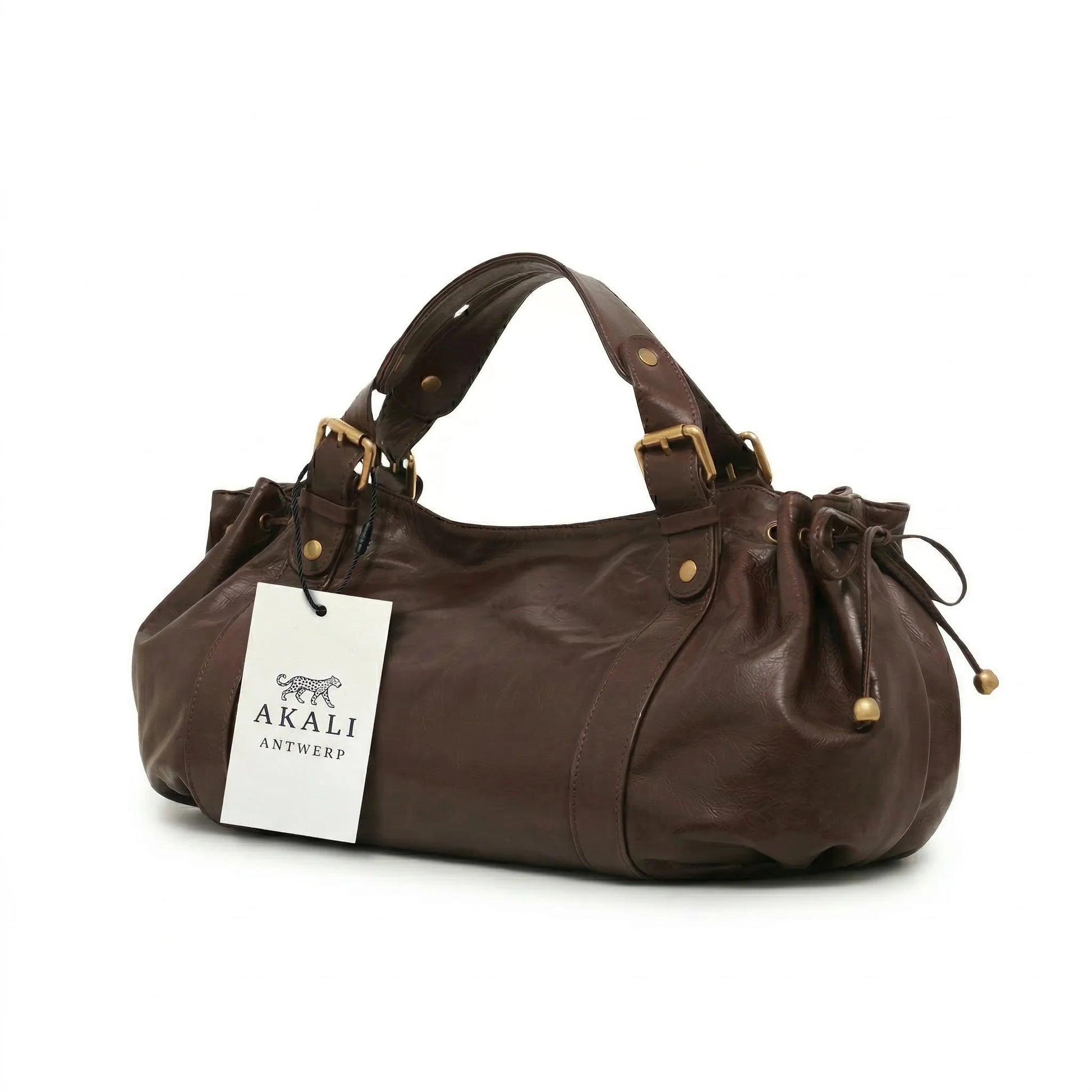 Miami Bag truffle brown leather shoulder bag with tag
