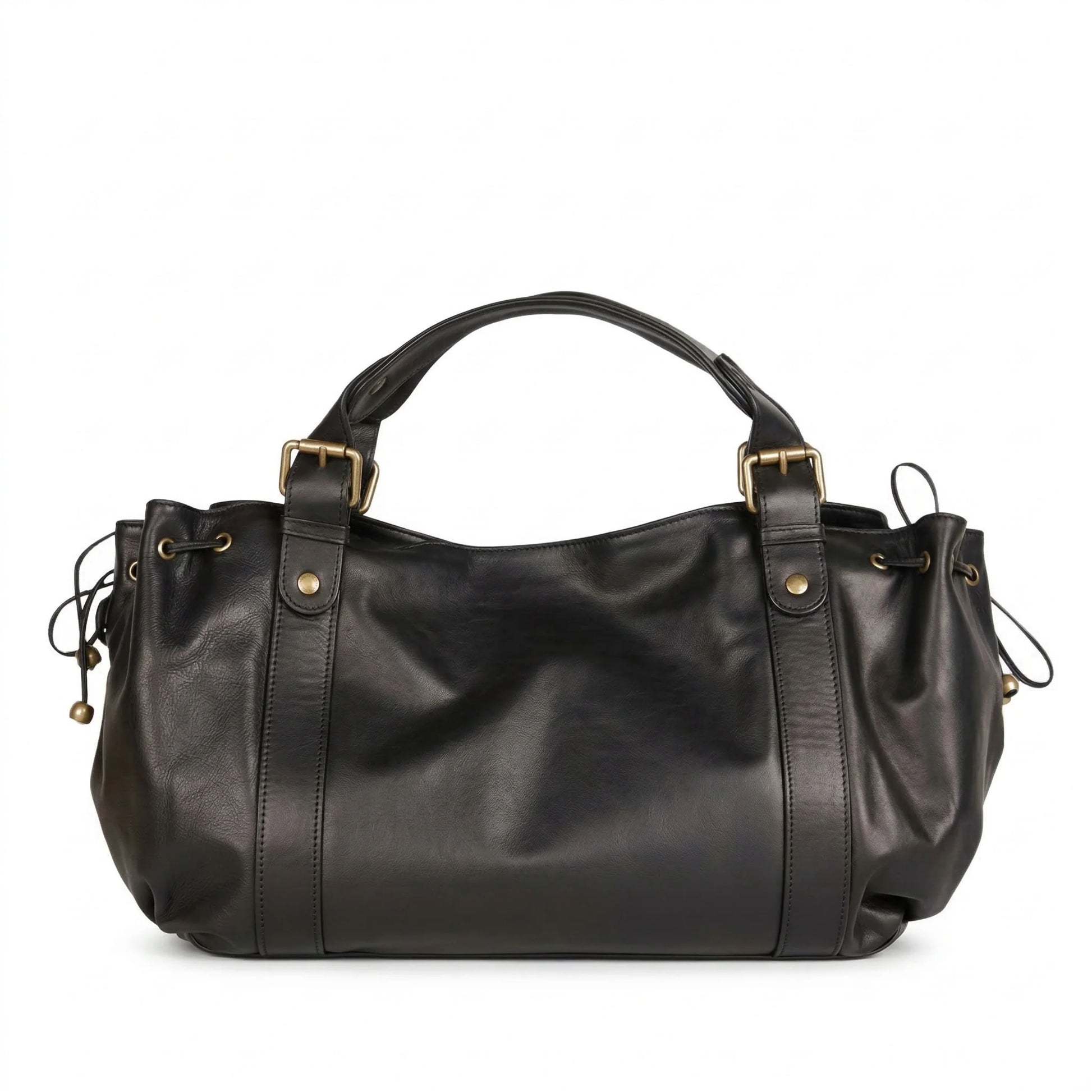 Miami Bag black leather hobo bag front view
