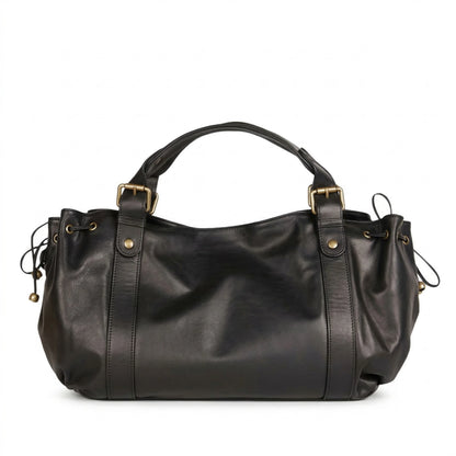 Miami Bag black leather hobo bag front view
