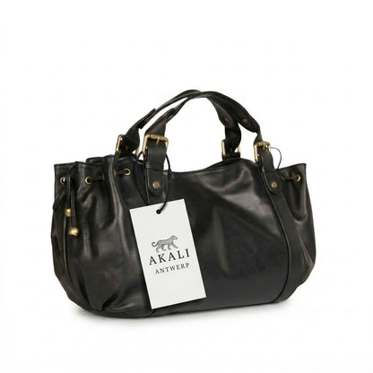 Miami Bag black leather shoulder bag with tag
