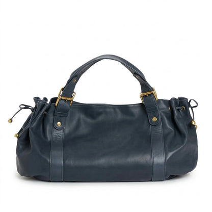 Miami Bag slate blue leather hobo bag front view
