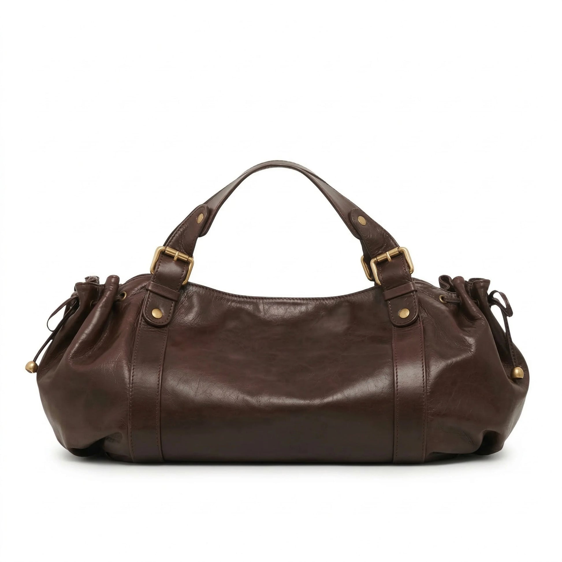 Miami Bag truffle brown leather hobo bag front view
