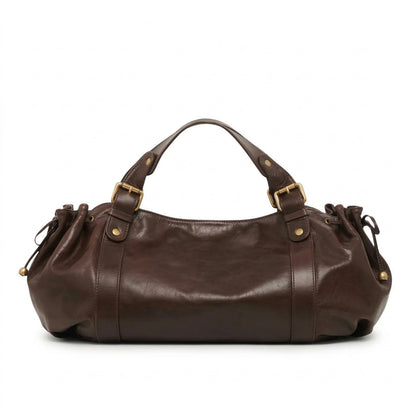 Miami Bag truffle brown leather hobo bag front view
