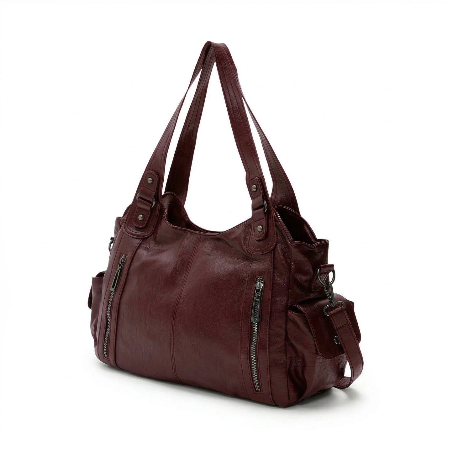 Malibu Bag wine red leather shoulder bag side view