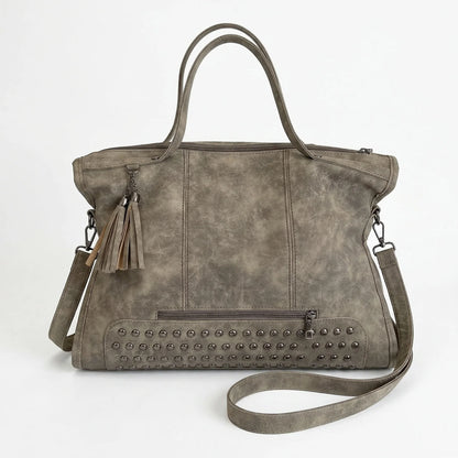 Beverly Bag anthracite dark grey leather side view with strap
