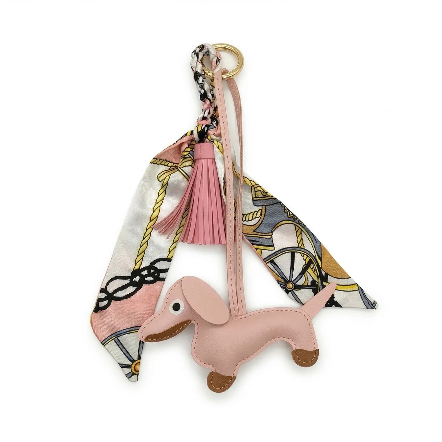 Sausage Dog Charm pink floral pattern bag accessory
