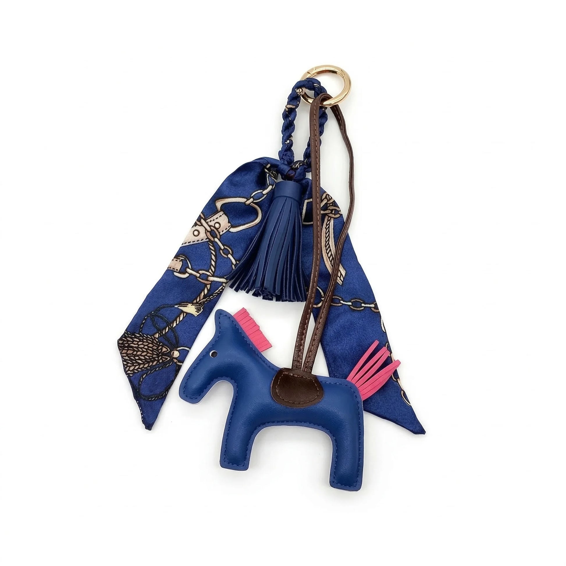 Horse Charm bag accessory blue floral pattern
