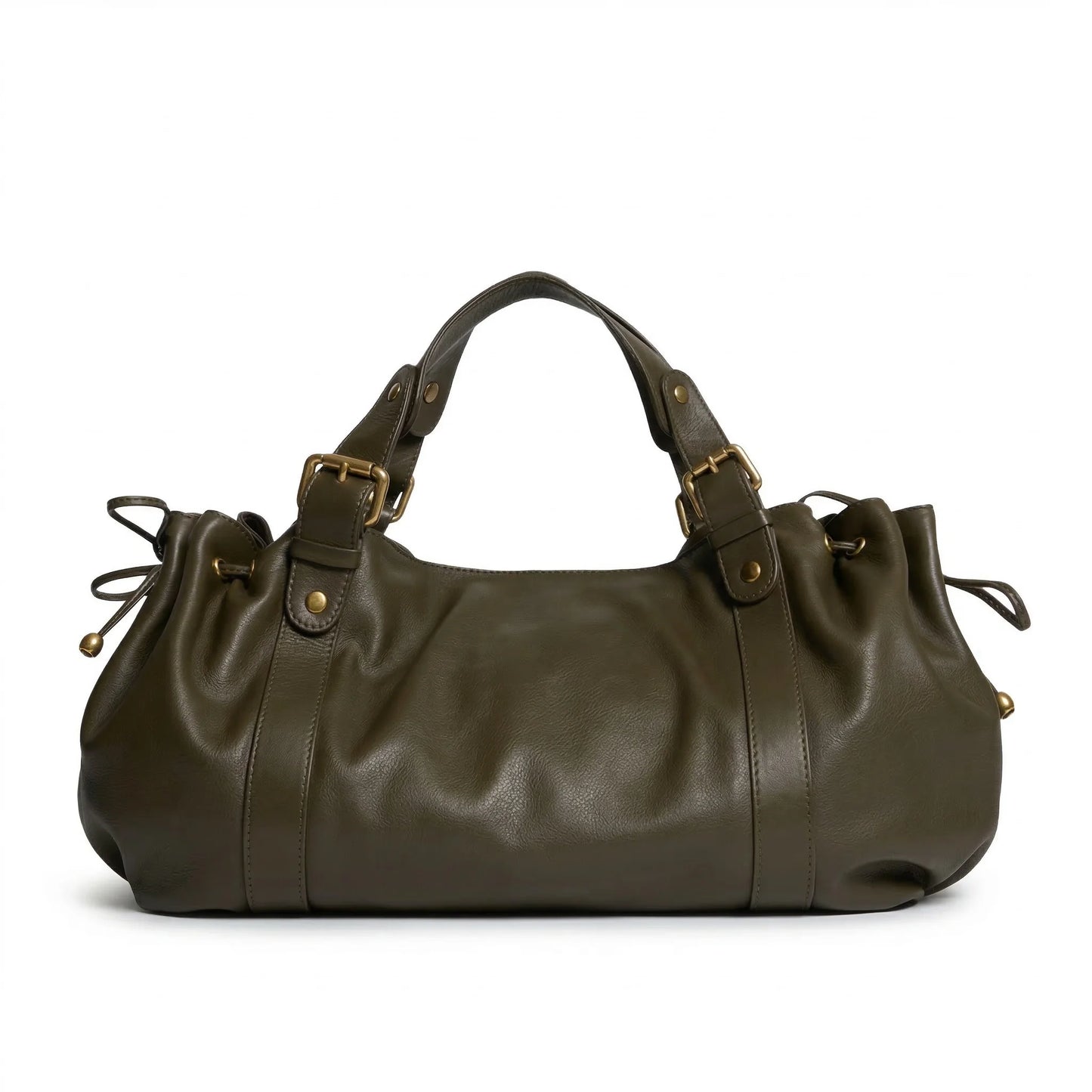 Woman carrying Miami Bag chestnut leather street style
