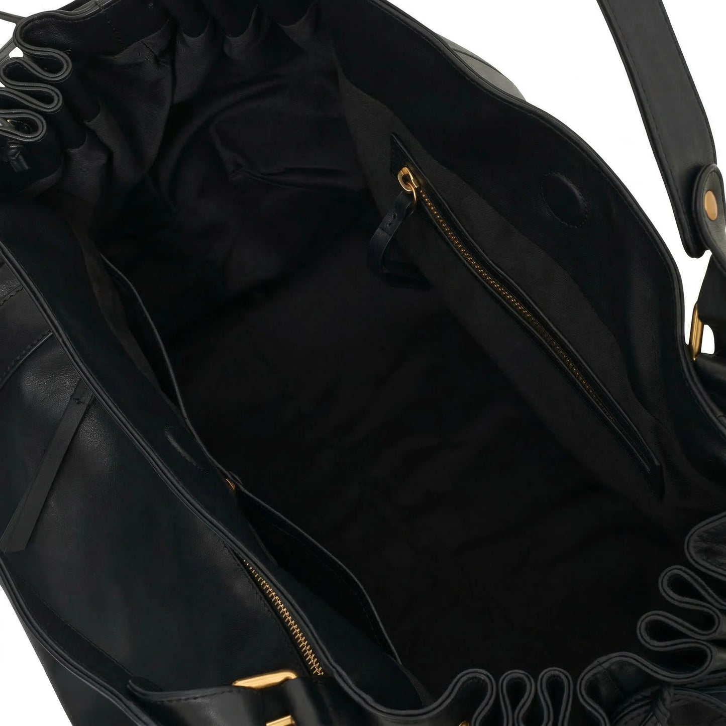 Miami Bag black leather interior open view

