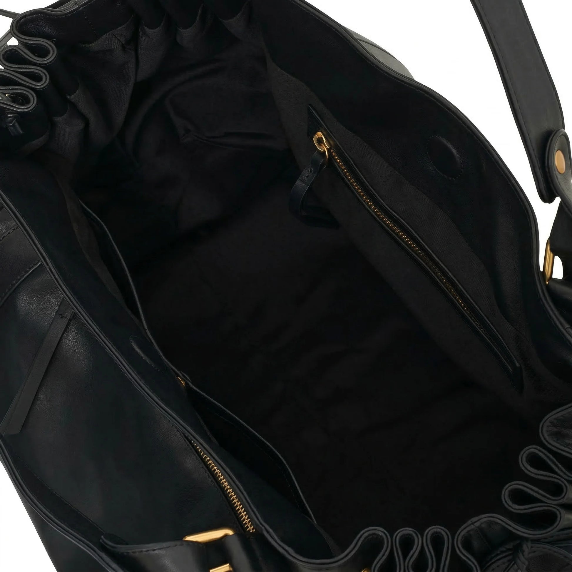 Miami Bag black leather interior open view

