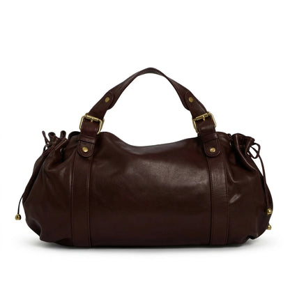 Miami Bag chestnut leather hobo bag front view
