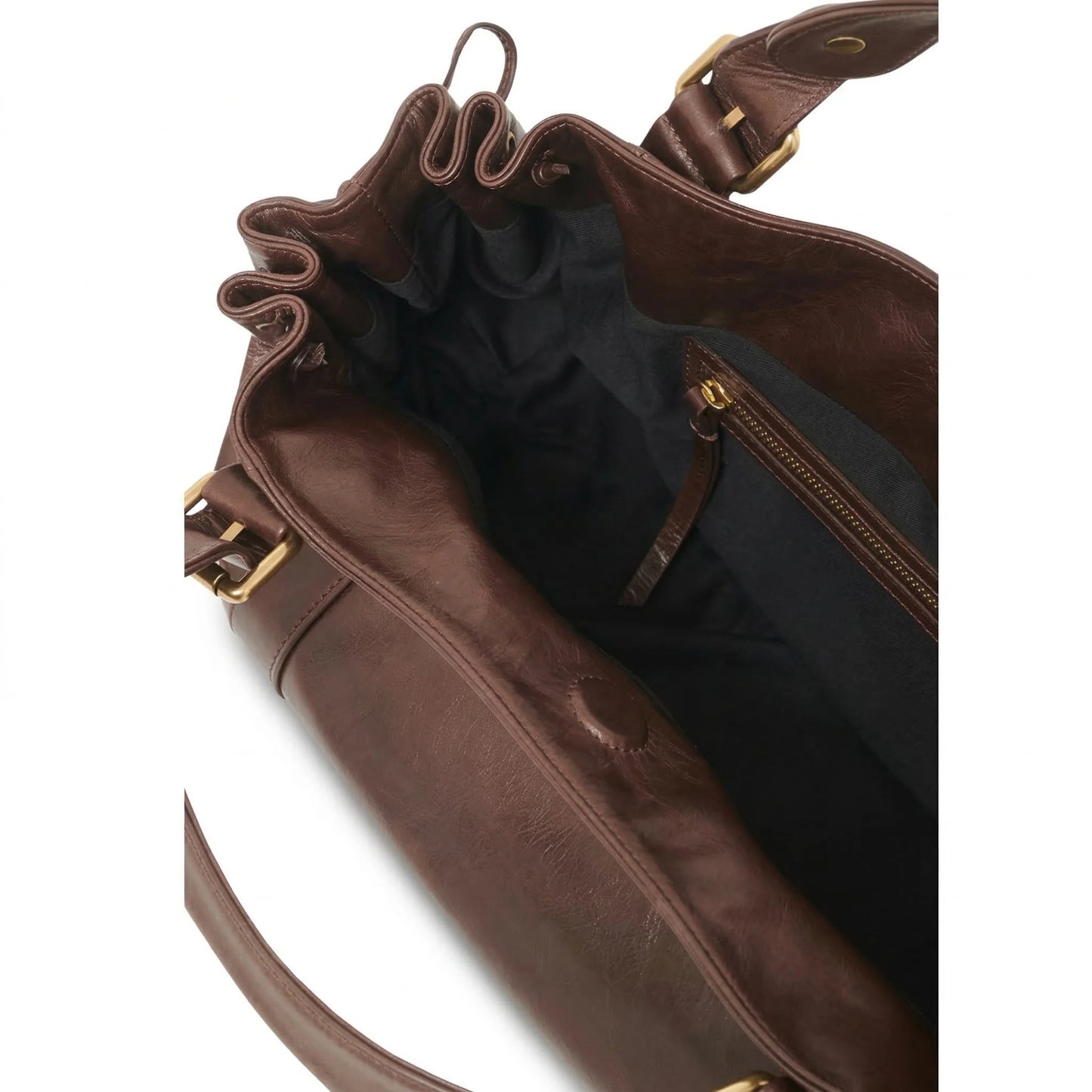 Miami Bag truffle brown leather interior open view