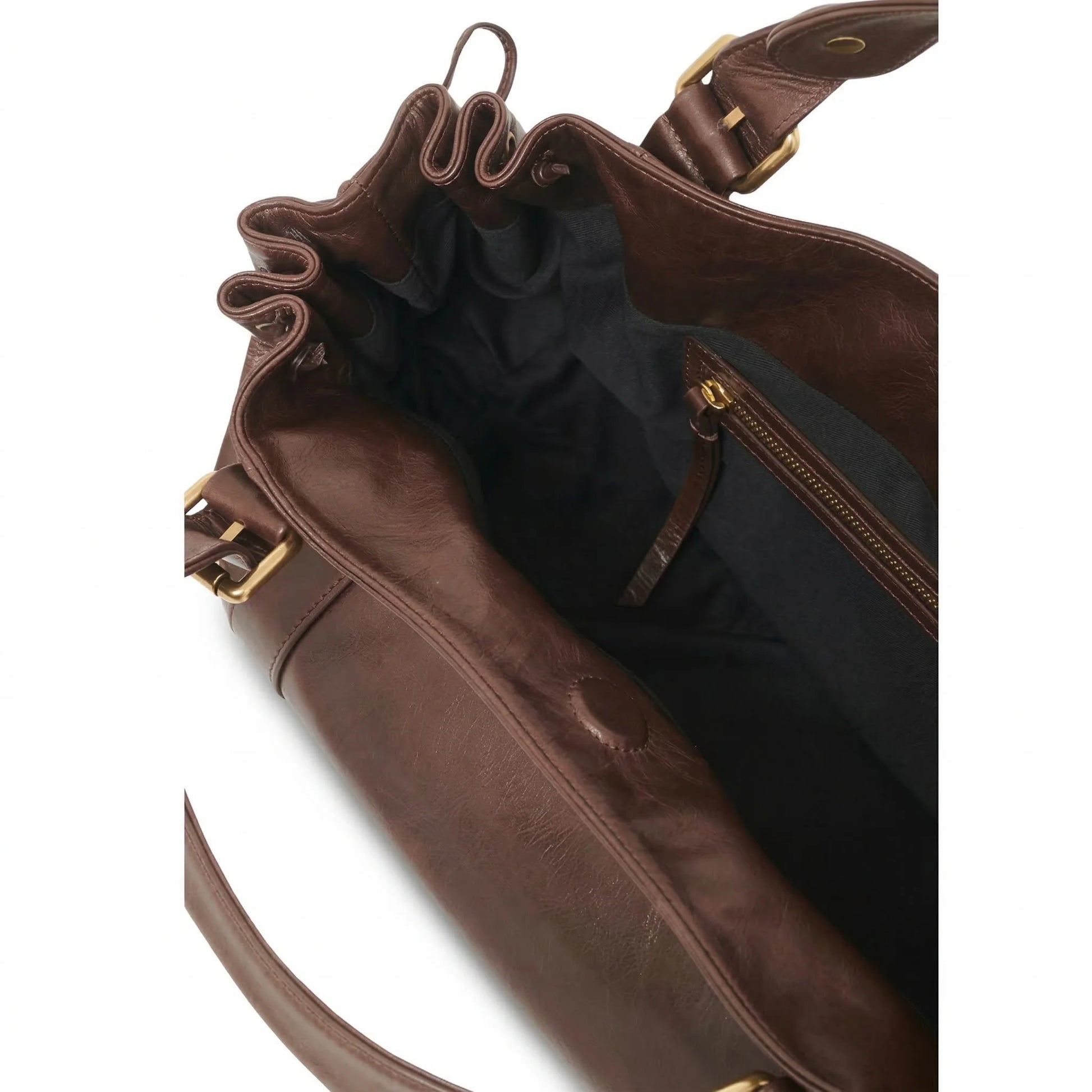 Miami Bag truffle brown leather interior open view