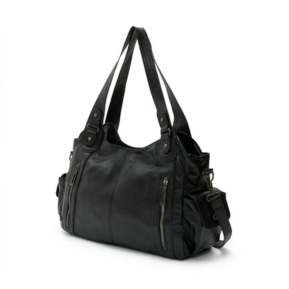 Malibu Bag black leather shoulder bag side view