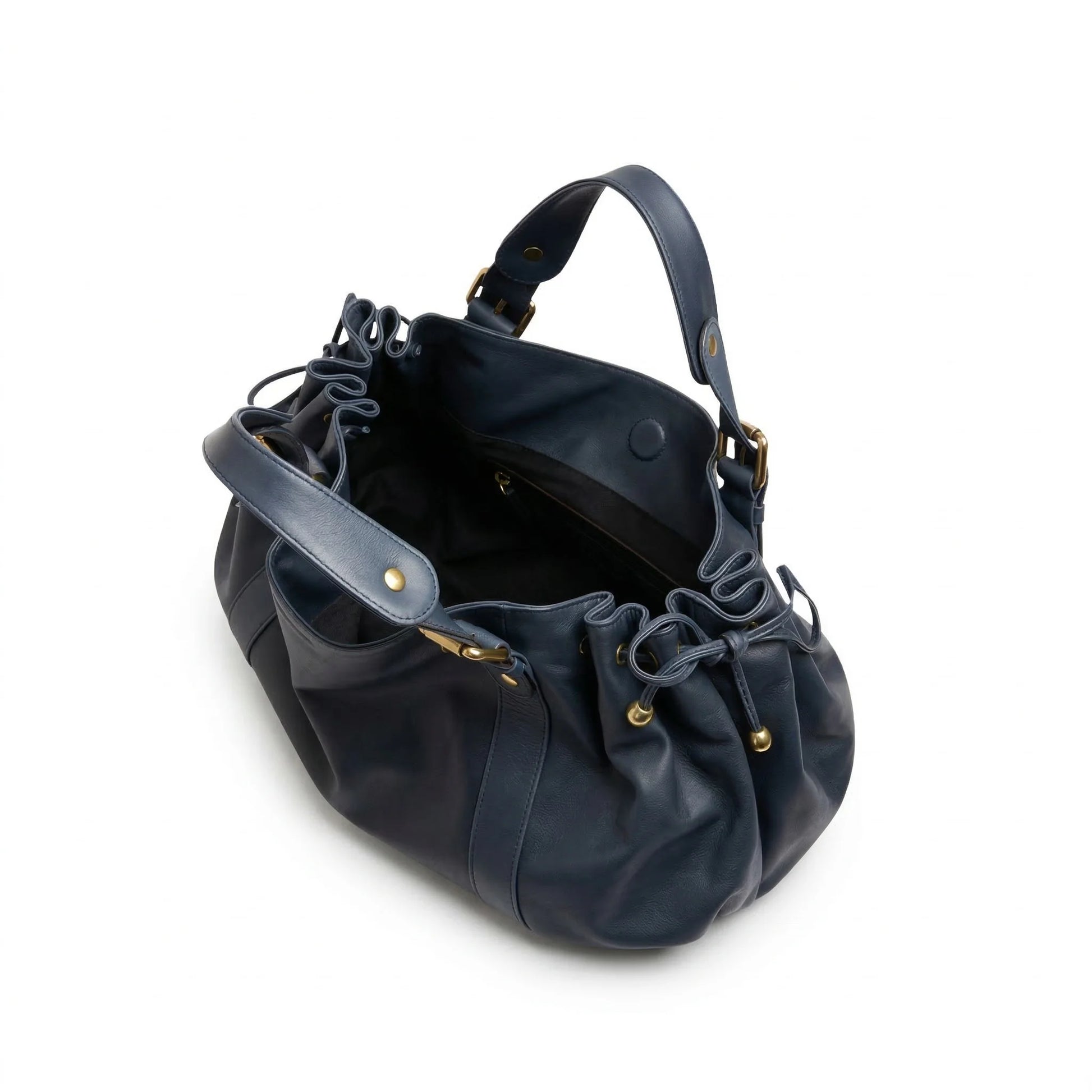 Miami Bag slate blue leather side view
