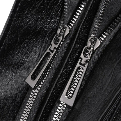 Malibu Bag black leather zipper detail close up