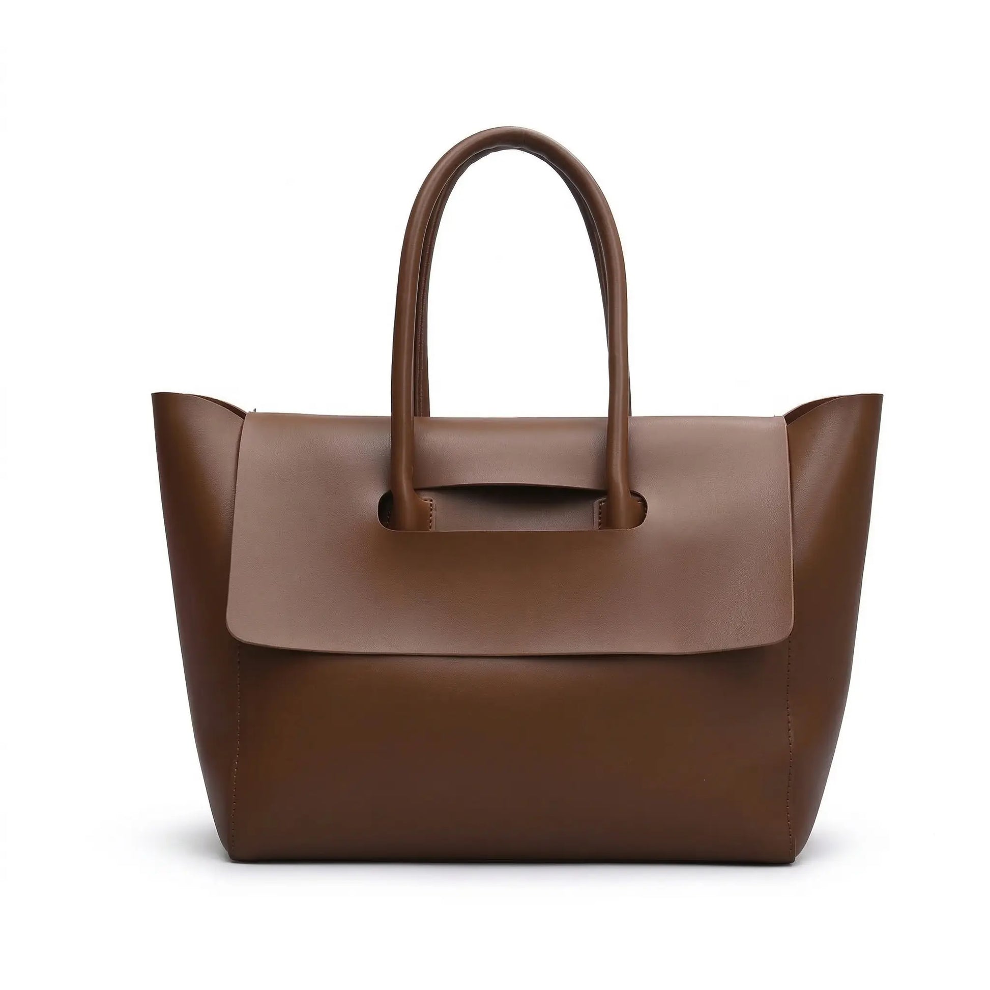 Monroe Bag brown leather tote bag front view
